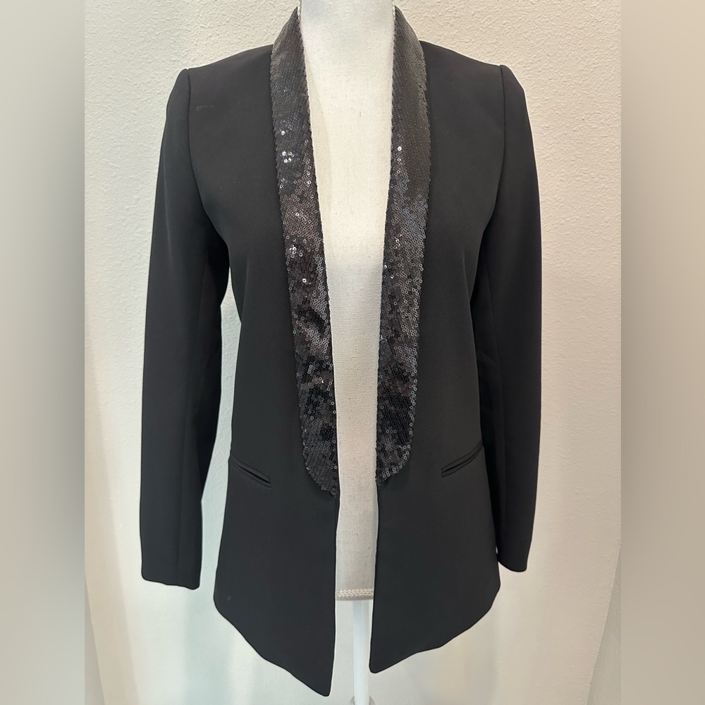 H&M Women’s Size 4 Black Sequin Trim Blazer